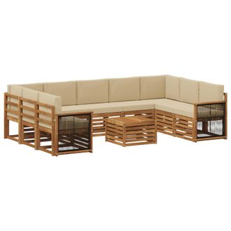 vidaXL Conjunto De Sof&aacute;s De Exterior 10 Uds. Natural Vidaxl