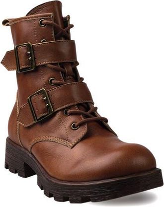 Candie's Stanza Lug Sole Moto Bootie in Tan Leather at Nordstrom, Size 11