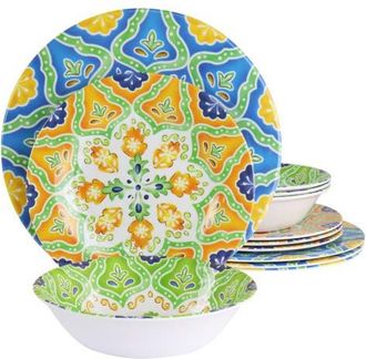 Elama Stapanya 12 Piece Melamine Dinnerware Set in White at Nordstrom