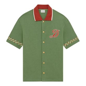 Dr&ocirc;le de Monsieur Short Sleeve Shirts, male, Green, Size: L Brod&eacute;e Shirt