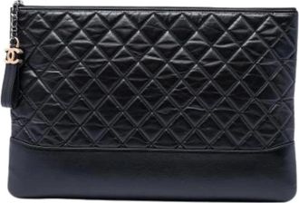 Chanel Pre-owned Gabrielle O Case - Dames - Vintage Clutch - Zwart - ONE Size - Leer - Vintage