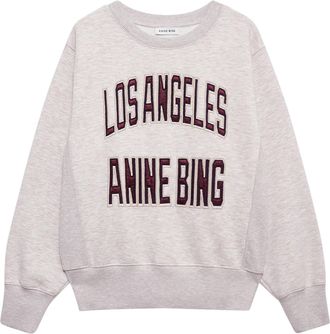 Anine Bing Relaxed Fit Shrunken Sweatshirt with Embroidered Text