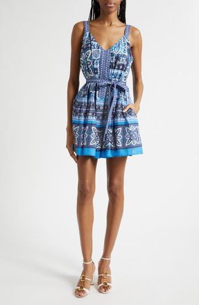 Ramy Brook Ocean Mixed Print Cotton Minidress in Navy Piazza at Nordstrom, Size Xx-Small