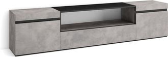 Skraut Home Skraut Home - Mueble Tv, Televisi&oacute;n, Muebles De Sal&oacute;n, Almacenaje, 200x45x35cm, Para Tv Hasta 80, Con Almacenamiento, Estilo Moderno, Gris Cemento