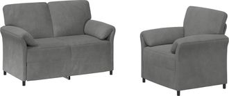 vidaXL Juego De Sof&aacute; 2 Uds. Gris Oscuro Terciopelo Vidaxl
