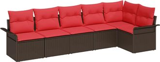 vidaXL Conjunto De Sof&aacute; De Jard&iacute;n 6 Uds. Marr&oacute;n Rat&aacute;n Sint&eacute;tico Vidaxl