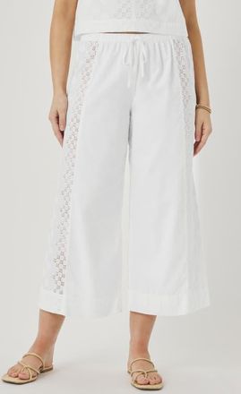 Splendid Kenzie Geo Eyelet Crop Wide Leg Pants in White at Nordstrom, Size X-Small
