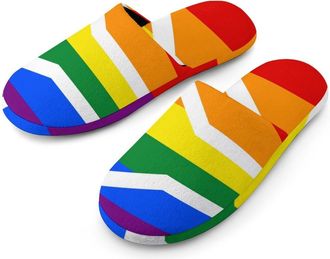 Generic Gay Flag of South Africa LGBT Mens House Slippers Slip Indoor Slipper On Shoes Warm Outdoor