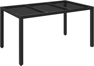 vidaXL Vidaxl - Mesa de jardín superficie de vidrio ratán pe negro 150x90x75 cm