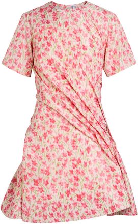 Loewe Twisted Floral-print Mini Dress - White And Pink - 38 (UK10 / S)