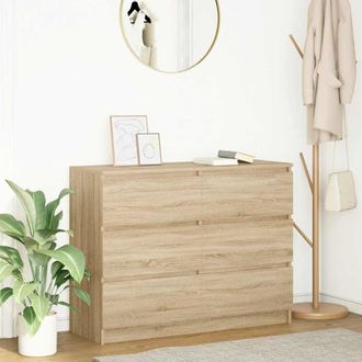 Berkfield Home Sideboard Sonoma Oak 100x35x76 cm Engineered Wood in Brown | Size: 100 x 35 x 76 cm