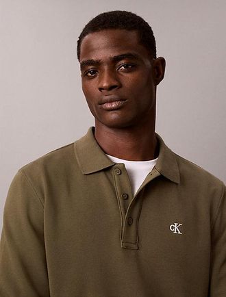 Calvin Klein Sudadera Tipo Polo De Felpa De Algod&oacute;n
