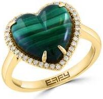 Effy Diamond & Malachite Heart Ring in Green at Nordstrom Rack, Size 7