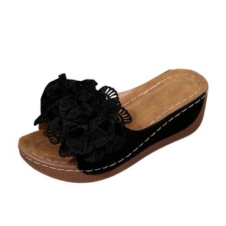 Generic Ladies Wedge Slippers Casual Open Toe Summer Sandals Stylish Comfortable Breathable Versatile Wide Fit Slip On Slippers Beach Leisure