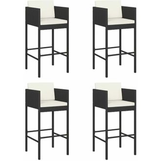 vidaXL Vidaxl - Taburetes De Cocina Con Cojines 4 Uds Rat&aacute;n Sint&eacute;tico Negro