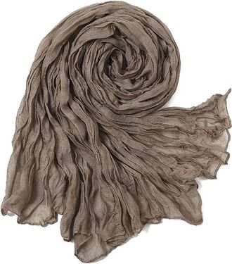 Generic Womens Head Scarf Shawl Wrinkle Bubble Turban Wrap Headband Solid Color Pleated Scarves Hijab