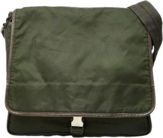 Prada Pre-owned Cross Body Bags, female, Green, Size: ONE SIZE Pre-owned Nylon Messenger Bag