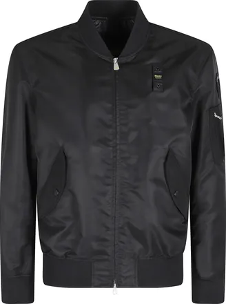Blauer Black Rocky Ribbed Trim Water Repellent Polyamide Bomber Jacket