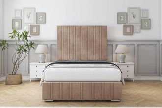 Sloomy Langston Naples Frame-Mattress - 50 Upholstered Headboard in Light Brown | Size: Super King
