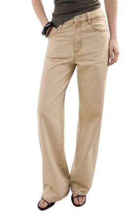 Mango Danila High Waist Wide Leg Jeans in Sand at Nordstrom, Size 14