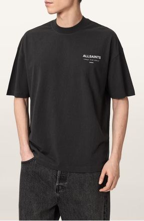 AllSaints Underground Oversize Graphic T-Shirt in Washed Black/zebra at Nordstrom, Size X-Large