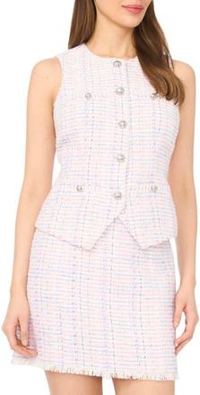 CeCe by Cynthia Steffe Tweed Cutaway Vest in New Ivory at Nordstrom, Size 12