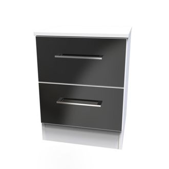 Welcome Furniture Wellington Ready Assembled Bedside Table with 2 Drawers - Black Matt & White - Welcome Furniture | TJ Hughes