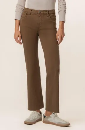 Kut from the Kloth Kelsey Fab Ab Raw Hem High Waist Ankle Flare Jeans in Pecan at Nordstrom, Size 16