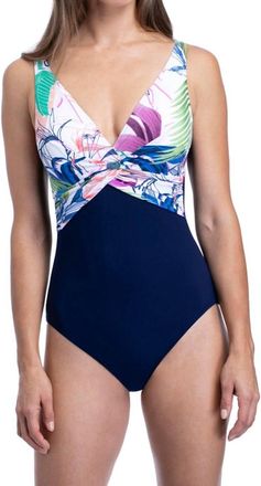 Gottex V-Neck Underwire One Piece Swimsuit In Pro Club Tropicana