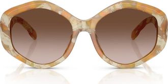 Tory Burch Kira 55mm Geometric Sunglasses in Honey Horn at Nordstrom