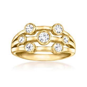 Ross-Simons Bezel-Set Lab-Grown Diamond Multi-Row Ring in 18kt Gold Over Sterling
