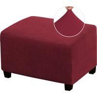 OEM Funda Rectangular El&aacute;stica Para Reposapi&eacute;s, Ideal Para Taburetes De Sal&oacute;n. Confeccionada En Tejido Jacquard Grueso A Cuadros Con Banda El&aacute;stica En La 