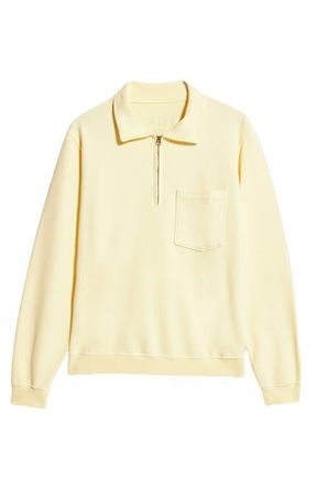Fortela Yalep Brushed Jersey Quarter Zip Collared Sweatshirt in Canary at Nordstrom, Size Xx-Large