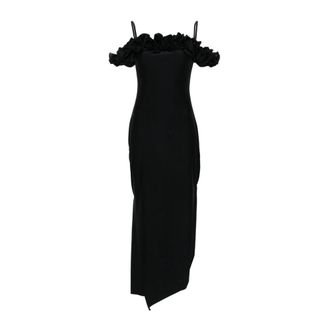 Coperni Ruffle Jurk - Dames - Casual kleedjes - Zwart - M - Satijn - Kleedjes