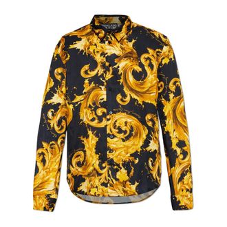 Versace Jeans Couture Casual Shirts, male, Black, Size: 2XL Barocco Pattern Shirt