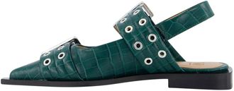 Ganni Hohe Schuhe - Dames Chunky Buckle Ballerina Groen - Gr. 37 (EU) - in Gr&uuml;n - f&uuml;r Damen