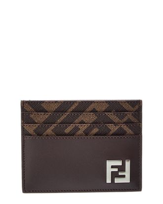 Fendi Fendi Ff Squared Canvas & Leather Card Case