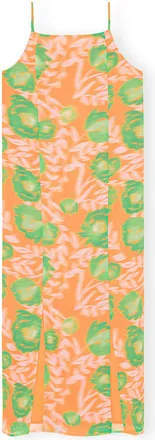 Ganni Printed Light Crepe Slip Dress - Size 10/12 Orange