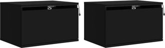 vidaXL Vidaxl - Wall-mounted Bedside Cabinets with led Lights 2 pcs Black