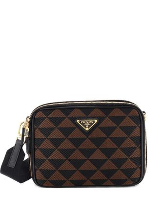 Prada Symbole Zip Around Shoulder Bag Jacquard crossbody bag - Brown