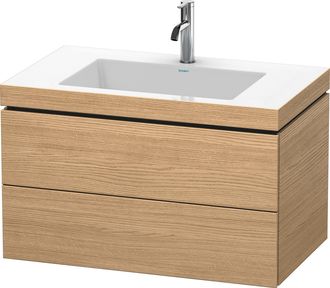 Duravit Lavabo Para Muebles Duravit L-cube C-bonded Con Base, Colgante, 80x48 Cm, 2 Cajones, Sin Rebosadero, 1 Agujero Para Grifo, Color: Decoraci&oacute;n Roble Eur
