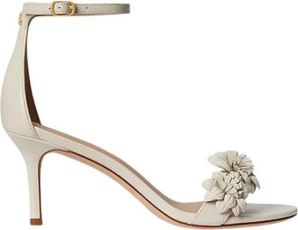 Ralph Lauren Allie Sandalen met Enkelbandje - Dames - Sandalen met hakken - Wit - 38 EU - Leer - Schoenen