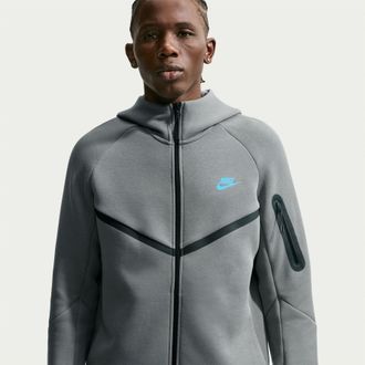 Nike Heren-hoodie met ritssluiting en chevronpatroon (Rook Grijs)