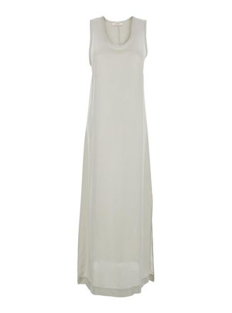 Jucca White Long Dress With U-Neck And Back Closure In Viscose Blend Woman