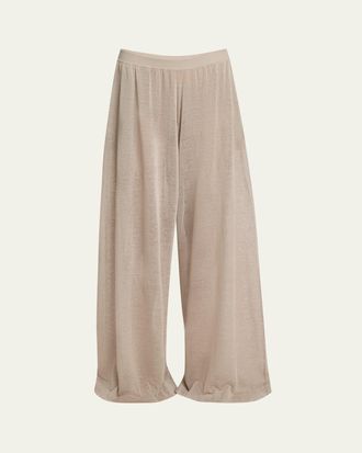 Alaia Flowy Silk Linen Knit Pants