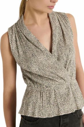 Nation Ltd Nina Wrap Front Top In Pebble