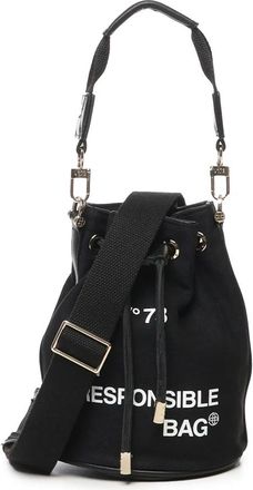 V&deg; 73 Canvas Schoudertas met Trekkoordsluiting - Dames - Schoudertassen - Zwart - ONE Size - Katoen - Tassen