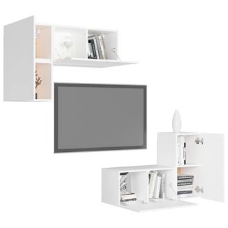 Berkfield Home Practical 4 Piece TV Cabinet Set White Engineered Wood