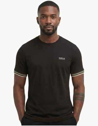 Barbour Mens Barbour Mens B.Intl Burnwood Tipped Cuff T-Shirt Soft Cotton T-Shirts - Black - Size: 42