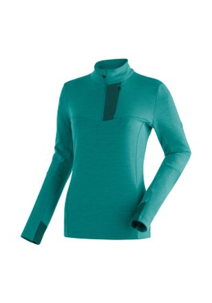 Maier Sports Funktionsshirt MAIER SPORTS Skutvik HZ W, Damen, Gr. 46, gr&uuml;n (seegr&uuml;n), 40% Wolle, 35% Polyamid, 25% Polypropylen, hoch geschlossener Ausschnitt, Shi